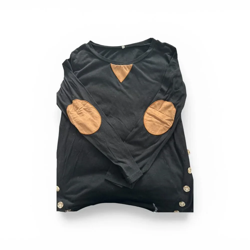 Black long-sleeve tunic-style top - Picture 3 of 4